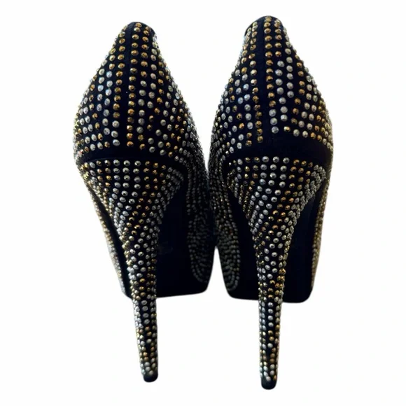 Breckelle’s Woman’s Black Studded Platform Pumps Crystal Stilettos Size 7 1/2 - Picture 9 of 10